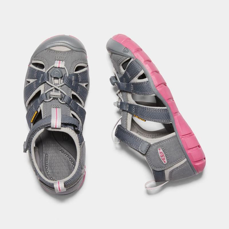 Keen Seacamp II Cnx Kids Sandals Grey/Rose Stockists NZ (5764-YNIEZ)